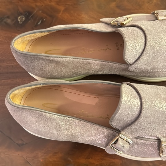 NEW Santoni
Avocado Metallic Suede Loafers w/ Double-Monk Strap - Picture 2 of 5